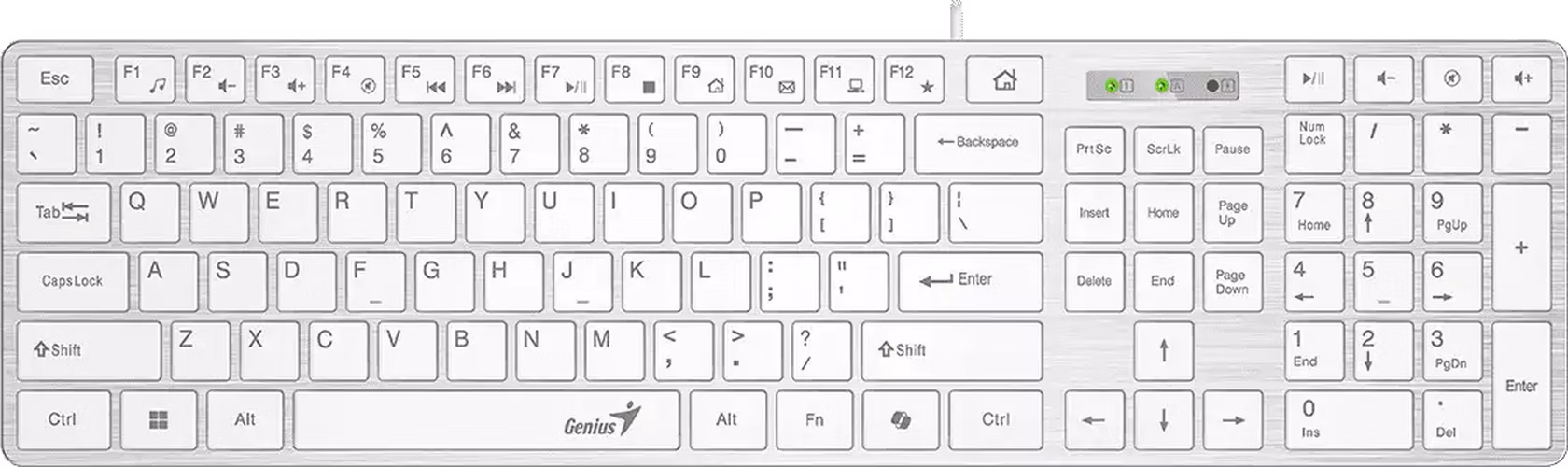 Genius Slimstar 126 Klávesnice, drátová, CZ+SK layout, Copilot klávesa, USB,tenká, bílá