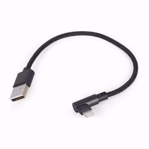 Gembird kábel nabíjací Lightning 8-pin (M) 90° na USB 2.0 (M), 0.2 m, čierny
