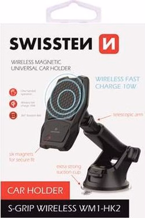 SWISSTEN MAGNETICKÝ DRŽÁK DO AUTA S BEZDRÁTOVÝM NABÍJENÍM S-GRIP WM1-HK2