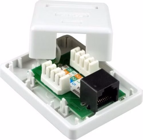 XtendLan Zásuvka 1x RJ-45, Cat5e, nestíněná, na zeď, spodní vývod, narážecí