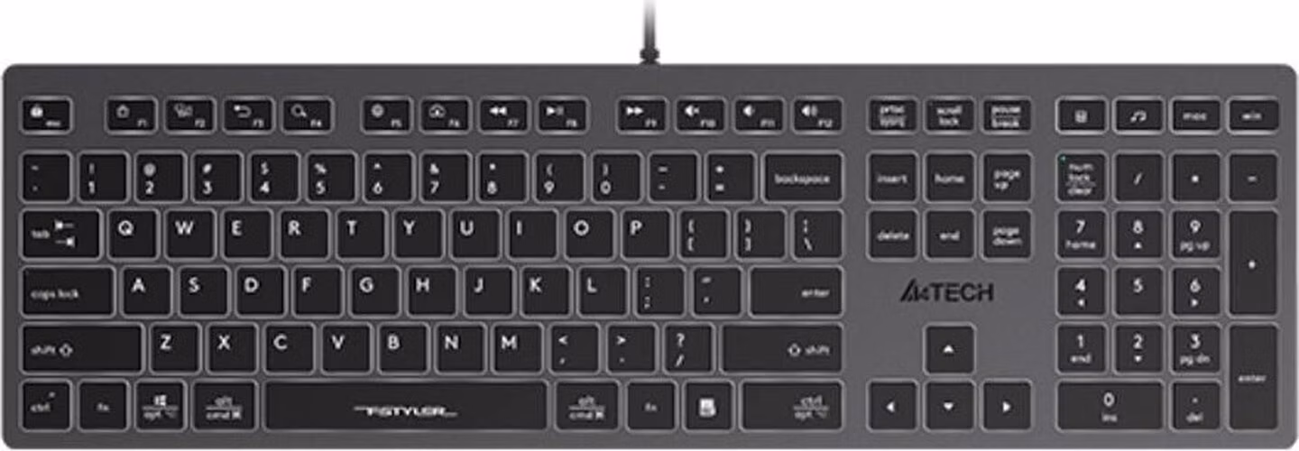 A4tech Klávesnice FX60, Podsvícená bílá, USB, CZ, šedá