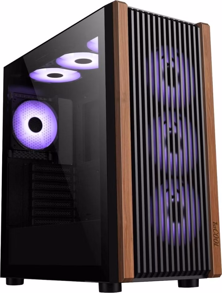 1stCOOL skříň G6 Noble, Mid Tower, ATX, AU, Průhledná Bočnice, 4x 120mm ARGB Fan, Černá