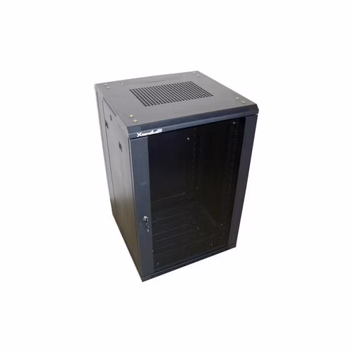 XtendLan 32U/600x800 stojanový, černý, skleněné dveře, plná záda