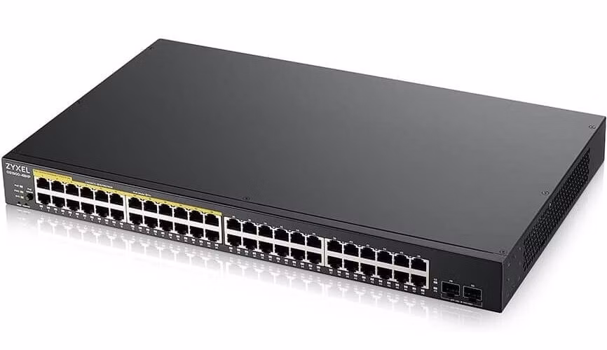 Zyxel GS1900-48HP v2 50portový gigabitový webový inteligentný PoE prepínač, 48x gigabitový RJ45 (24x PoE), 2x SFP, rozpočet PoE 170W