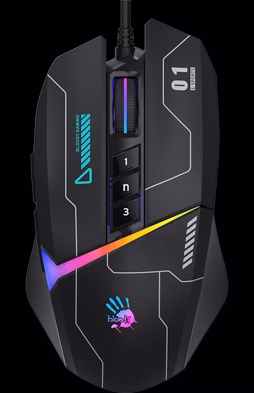 A4tech Bloody Myš W60 Max Activated, podsvícená herní myš, 12000 DPI, USB, Černá