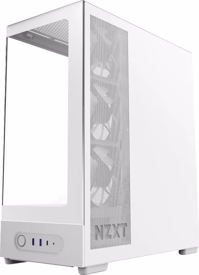 NZXT skříň S5 / ATX / 360mm RGB single-frame reverse fan / 2xUSB 3.2 / USB-C / panoramatická / bílá