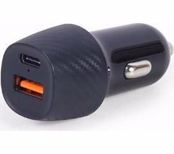 Gembird Nabíječka do auta, 1x USB, 1x Type-C PD fast charger, QC3.0, 18 W, černá