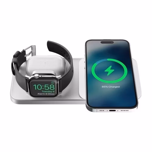 Nomad Base One Max 3-in-1 Magsafe Charger - Silver