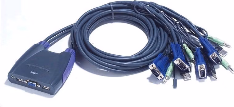 ATEN KVM prepínač 4-portový VGA KVMP USB2.0, mini, audio, 0,9 m káble
