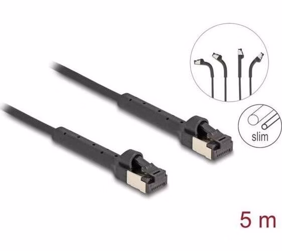 Delock Síťový kabel s rozhraním RJ45 Slim, Cat.6A, U/FTP, ohebný, černý, 5 m