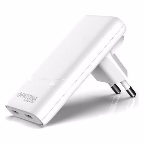 PATONA nabíječka Slim/ 2x USB-C/ 100-240V/ PD65W- GaN PD3.0/QC3.0/ bílá