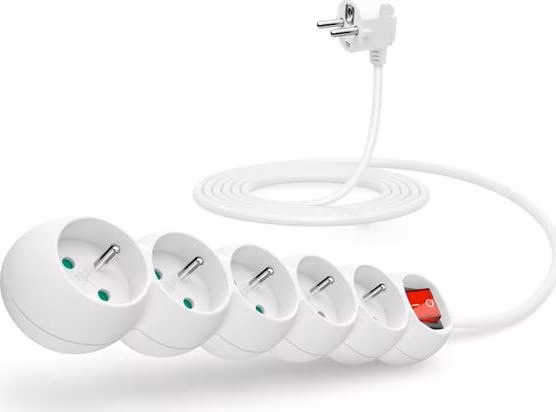 CONNECT IT prodlužovací kabel 230 V, 5 zásuvek, 3 m, s vypínačem (bílý)