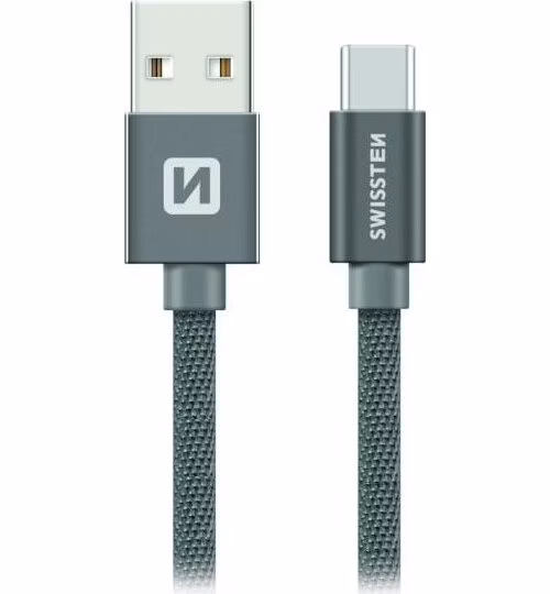 Swissten Datový Kabel Textile Usb / Usb-C 1,2 M Šedý