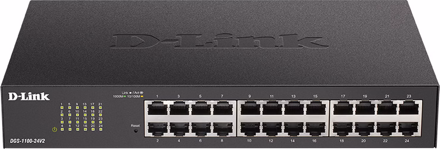 D-Link DGS-1100-24 v2 24-portový gigabitový inteligentný riadený prepínač, bez ventilátora