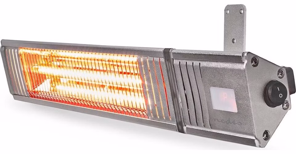 NEDIS ohřívač terasy/ spotřeba 2000 W/ 9 nastavení teploty/ IP65/ na zeď/ hliník