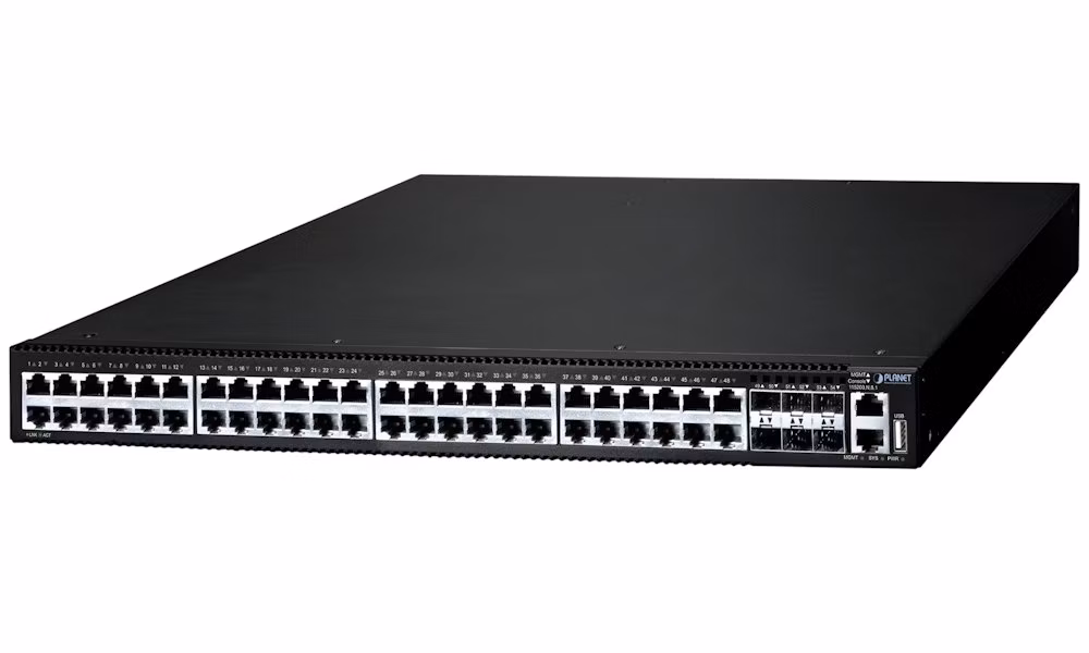 Planet SGS-6341-48T6X L3 switch, 48x1Gb, 6x10Gb SFP+, HW/IP stack, VSF/Cluster, NIS2+NDAA