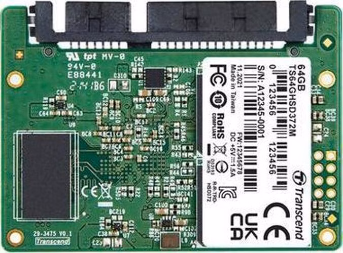 TRANSCEND HSD372M 64GB Half-Slim SSD disk SATA III 6Gb/s, MLC, 530MB/s R, 200MB/s W