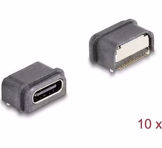 Delock 16-pinový SMD konektor USB 5 Gbps USB Type-C™, zásuvkový, k montáži pájením, vodotěsný, 10 ks
