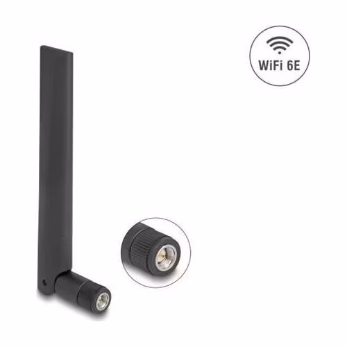 Delock WiFi 6E anténa SMA samec 3 dBi všesměrová s nakloněným kloubem černá