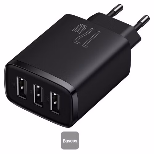 Baseus nabíječka do sítě Compact 3xUSB 17W černá