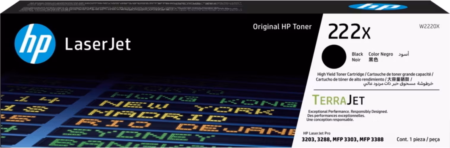 HP 222X Černá Originální laserová tonerová kazeta s vysokou výtěžností