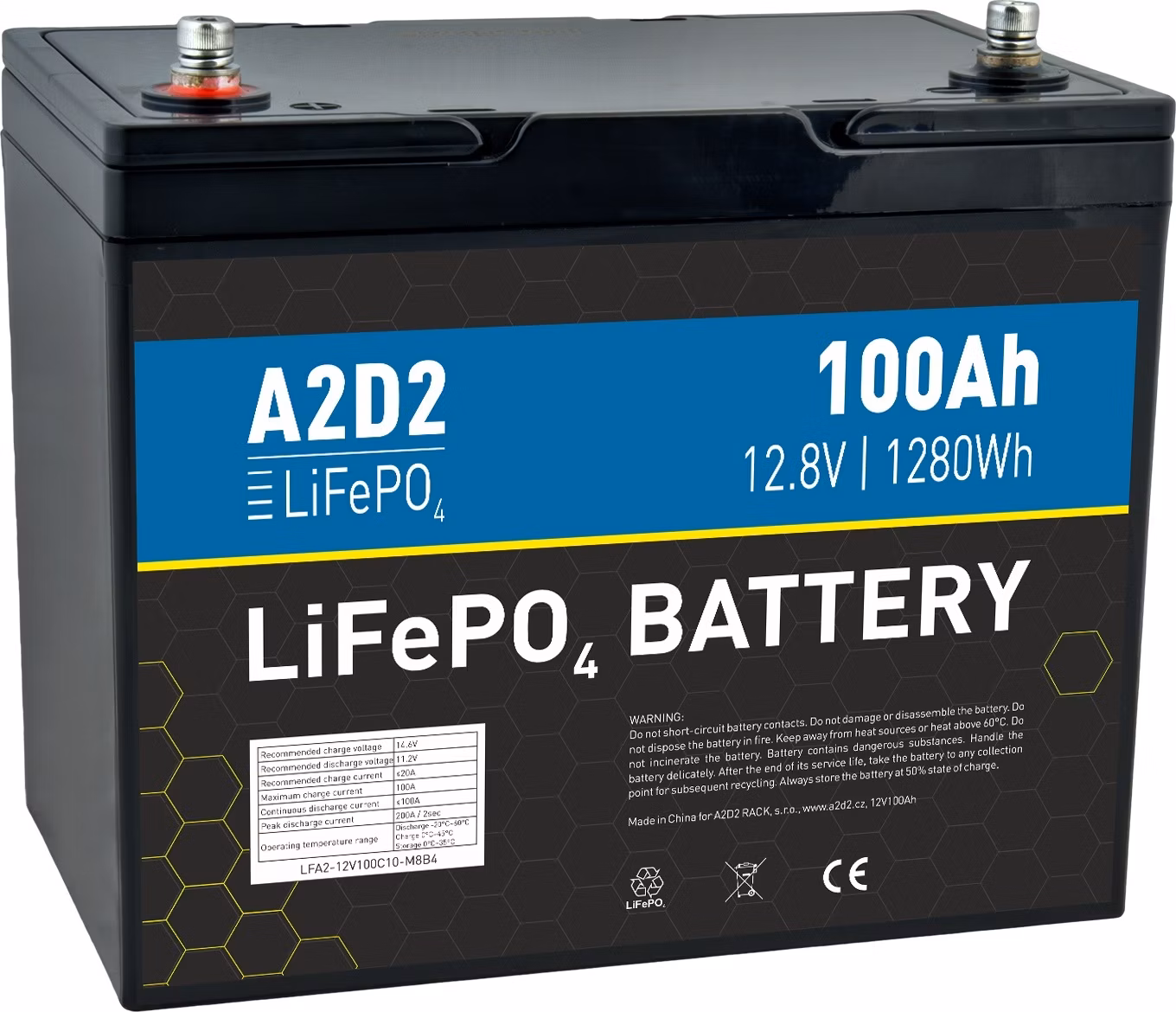 A2D2 batéria LiFePO4 12,8V 100Ah M8 (NewCell cells)