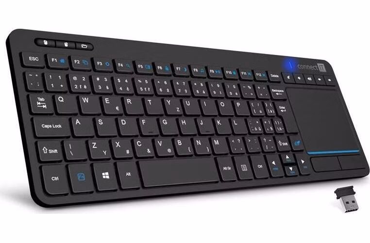 CONNECT IT Touch bezdrátová klávesnice + touch pad (+2x AAA baterie zdarma), ČERNÁ
