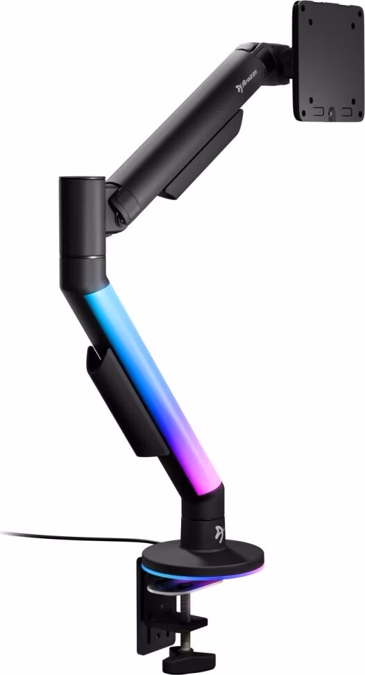 AROZZI ALZARE RGB Black/ stolní držák pro monitory/ RGB/ plynový píst/ kovový/ černý