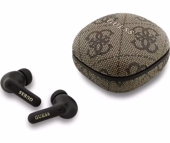 Guess PU 4G Metal Logo ENC TWS Bezdrôtové Slúchadlá hnedé