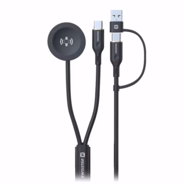 SWISSTEN MAGNETICKÝ KABEL 2v1 PRO SAMSUNG GALAXY WATCH A USB-C, USB-C (USB-A) 1.2 M ČERNÝ