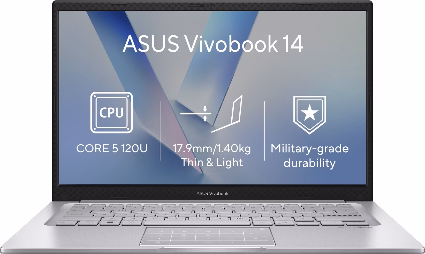 ASUS Vivobook 14 X1404VA-EB2278WZ, Core 5-120U , 14.0˝ 1920 x 1080 FHD, UMA, 8GB, SSD 512GB, W11H, bez AC adap