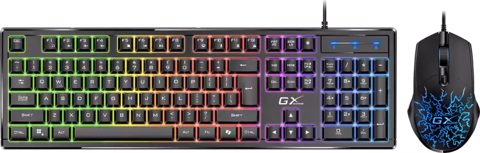 Genius GX GAMING Scorpion KM-GX3, Set klávesnice a myši, drátový, CZ+SK layout, USB, Copilot klávesa, RGB podsv., černá
