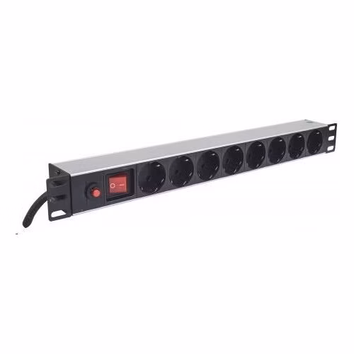 Intellinet 19" 1U Rackmount 8-Way Power Strip - nemecký typ, distribučný panel, 8x DE zásuvka, 3m kábel