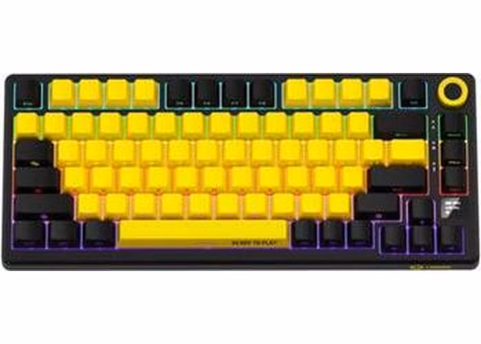 Lorgar KBP7075, Pro bezdrôtová mechanická herná klávesnica, Wireless 2.4 GHz/ BT 5.0, 75% veľk., Displ.,US layout, žltá