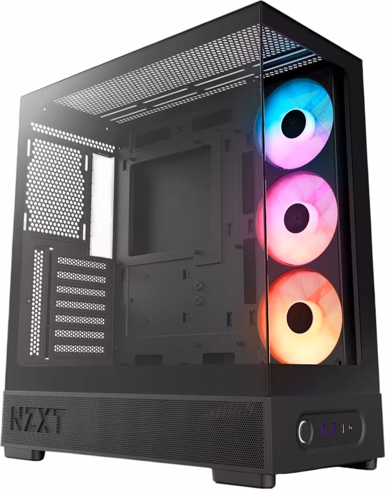 NZXT skříň S5 / ATX / 360mm RGB single-frame reverse fan / 2xUSB 3.2 / USB-C / panoramatická / černá