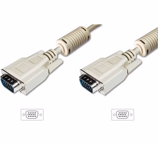Digitus Připojovací kabel monitoru VGA, HD15 M/M, 20 m, 3Coax/7C, 2xferit, be
