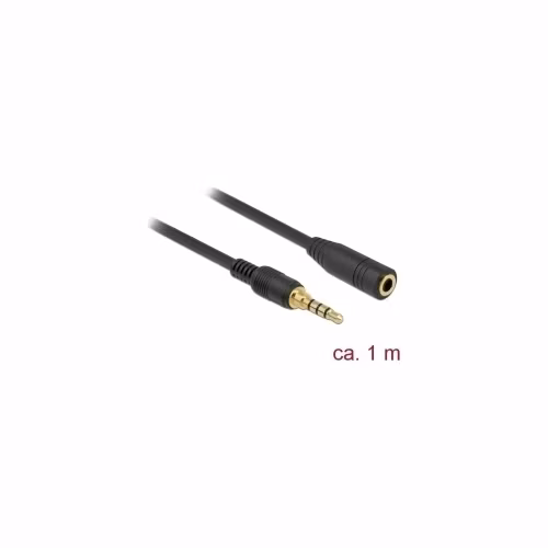 Delock Stereo Jack prodlužovací kabel 3,5 mm 4 pin samec na samici 1 m černý