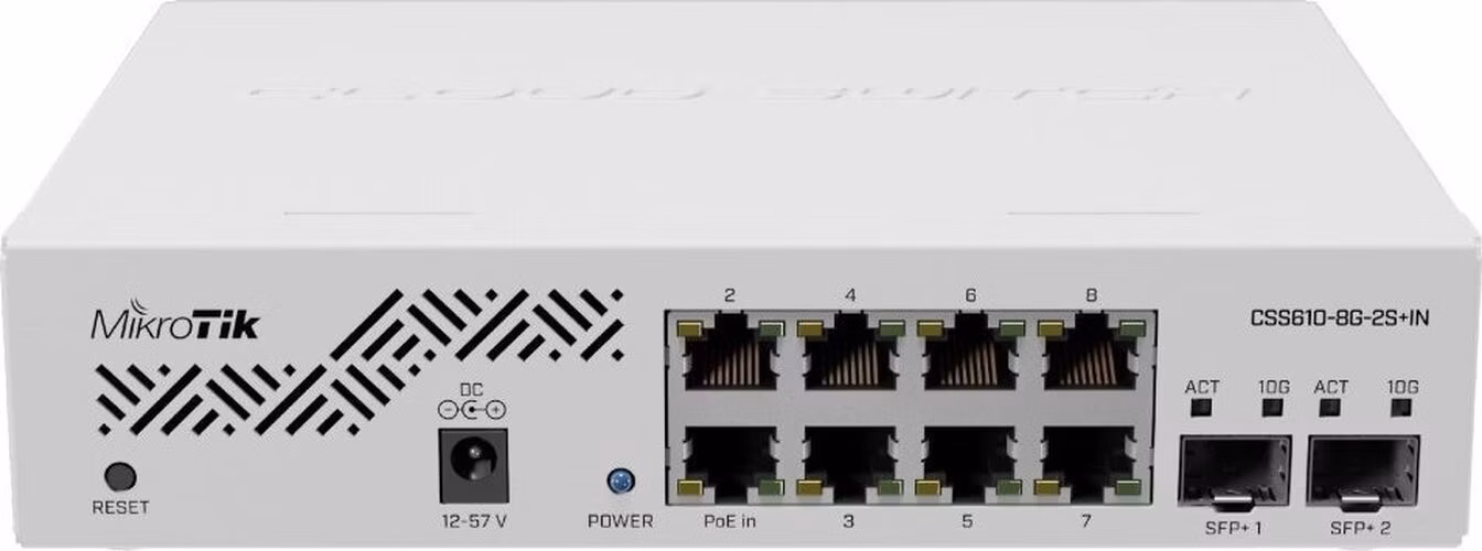 MIKROTIK RouterBOARD Cloud Smart Switch CSS610-8G-2S+IN + SwOS (8x GLAN; 2x SFP+) desktop