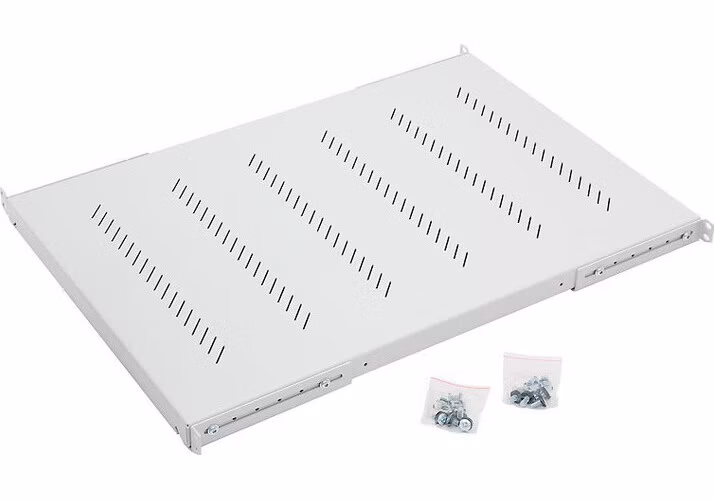 TRITON Regál s perforáciou 19", 1U/650 mm, nosnosť 150 kg, sivý