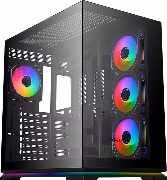 Krux skříň Atron / ATX / 4x120 mm PWM ARGB fan / USB 2.0 / USB 3.0 / USB-C / panoramatická / černá
