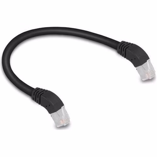 Delock Síťový kabel RJ45 Cat.6A S/FTP, zalomený dolů o 45°, 0,25 m, černý