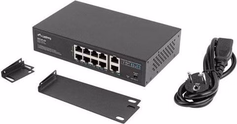 LANBERG SWITCH  8X 100MB POE+/2X 1GB UNMANAGED RACK 10"/19" GIGABIT ETHERNET 120W