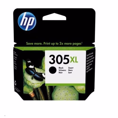 Čierna originálna atramentová kazeta HP 305XL s vysokou výťažnosťou