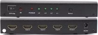 PremiumCord HDMI switch 4:1 / dálkové ovladání / s napájecím adaptérem