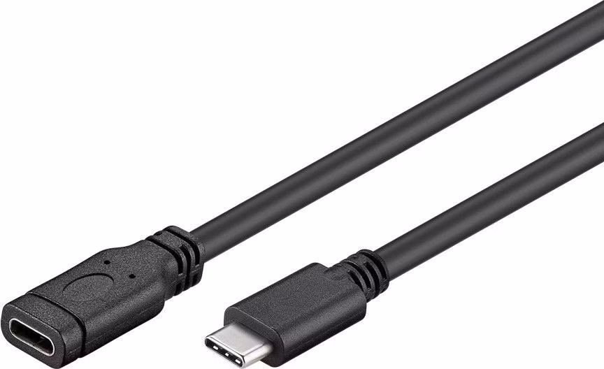 PremiumCord Prodlužovací kabel USB 3.1 konektor C/male - C/female, černý, 2m