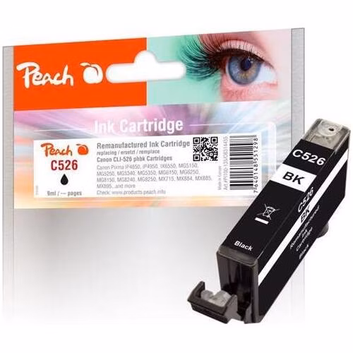 PEACH kompatibilní cartridge Canon CLI-526B, Black. 9 ml