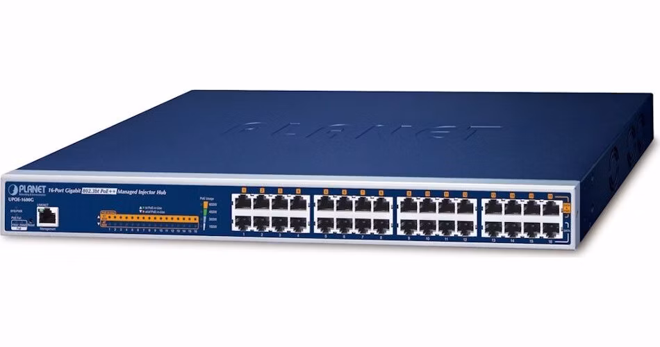 Planet UPOE-1600G Ultra PoE++ injektor, 16 portů, Gigabit, IEEE 802.3bt