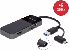 Delock Adaptér USB 3.0 na 4K HDMI + VGA