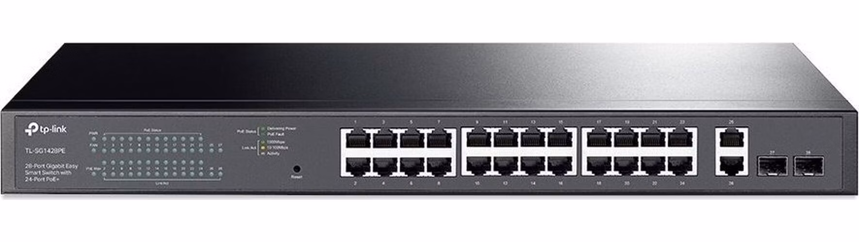 TP-Link TL-SG1428PE 24xGb POE+ 250W, 2xGb nonPOE, 2xSFP rack switch