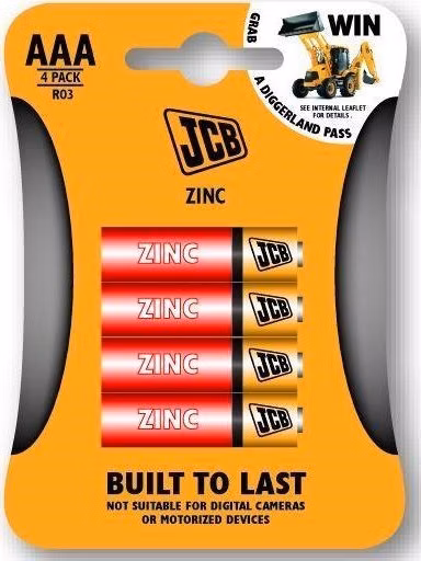 JCB zinko-chloridová baterie R03, blistr 4 ks